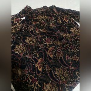 CJ BANKS Velvet Paisley Jean Style Jacket 2X Dressy Cotton Button Up Long Sleeve